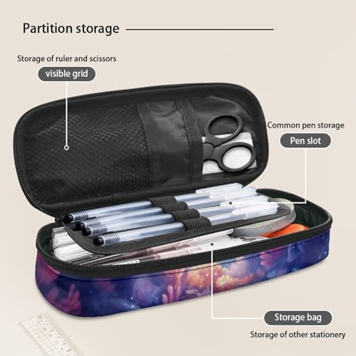 Image of Axolotl Pencil Case Organizer Blue Ocean Pencil Bags with Zipper Aesthetic Pencil Pouch for School Girls Teens Pencil Box Pen Holder