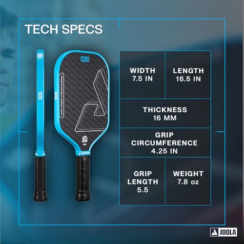 Image of JOOLA Double Vision 16mm Pickleball Paddle - Signature and Standard Shape - Aramid Surface for Softer Responsive Touch - SK Film for Reduce Vibration - USAP Approved - NFC Chip Enabled