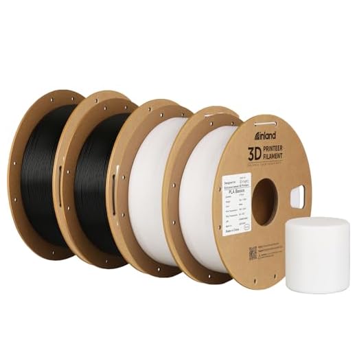 Inland PLA Basics Filament 1.75mm, 1kg Spool – Dimensional Accuracy ±0.02mm, Neatly Wound, Fits Most FDM 3D Printers (Black & White, 4 Pack)