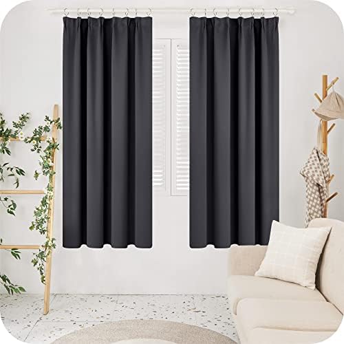 Amazon Brand  Umi Room Darkening Curtains Super Soft Window Treartment Thermal Insulated Pencil Pleat Energy Saving Window Curtains Decorative Blackout Curtains for s 66 x 72 Inch Dark Grey 2 Panels