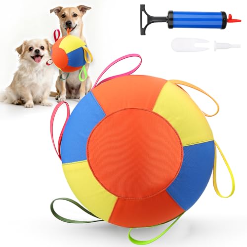 AIERSA Herding Ball for Dogs,9.85 in Tug of War Dog Toy with Handles for Outdoor Play,Dog Soccer Ball Toy&Training Toy Balls for Australian Shepherd,Interactive Toy Balls for Small&Medium Dogs