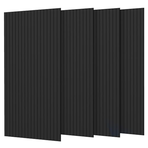 Rdutuok 4 Stücke Akustikplatten,120x60x0.9 cm Kante Hochdichte Akustik Panel Schallschutzpaneele Schallabsorber Schallschutz für Tonstudio, Büro,Studio und Wanddekoration,Schwarz