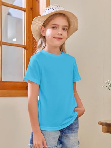 Image of Girls Short Sleeve T Shirts Kids Summer Tops Crewneck Tees 5-14 Years