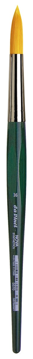da Vinci Watercolor Series 5570 CosmoTop Nova Paint Brush, Round Synthetic with Short Green Handle, Size 16