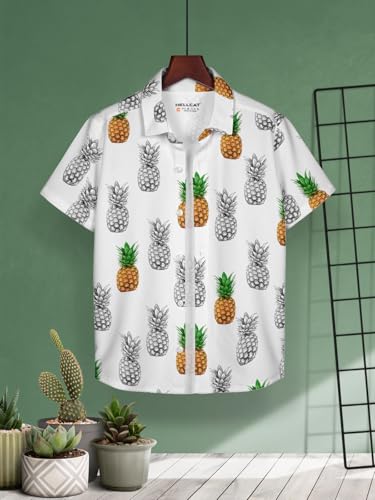 Image of HELLCAT Beige Trendy Regular Fit Printed Causal Shirt for Boys