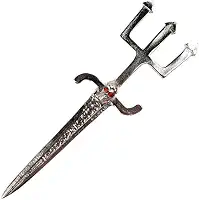 Athame Exu com Tridente e Crânio em Metal Niquelado 17 cm