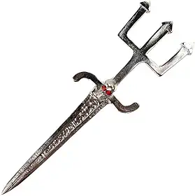 Athame Exu com Tridente e Crânio em Metal Niquelado 17 cm