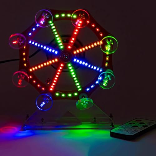 Kit electrónico DIY de rascacielos con rueda giratoria LED y juego de luces rítmicas 7