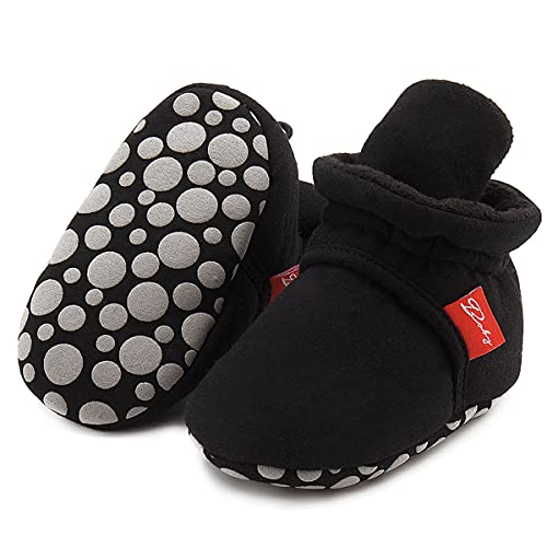 Image of ohsofy Newborn Baby Cotton Booties Stay On Slipper Winter Warm Soft Shoes Non-Skid Infant Ankle Boots Crib Shoes