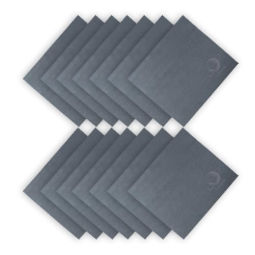 Xcdhemde® 14 Piezas Gamuza Limpia Gafas de- 20x21cm, Paño de Limpieza de Microfibra, Utilizado para Limpiar Lentes, Gafas, Pantallas, Teléfonos Móviles y Computadoras, Reutilizable (Gris)