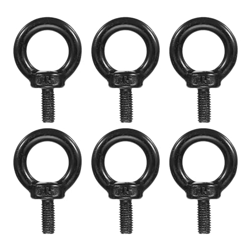 Image of PATIKIL Lifting Eye Bolts M5 x 12mm, 6 Pcs 304 Stainless Steel Shoulder Ring Threaded Screw Machinery Shoulder Eyebolt for Lifting Hanging, Black
