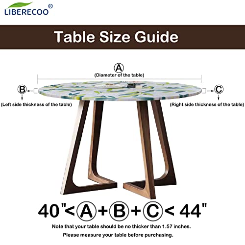 Liberecoo Round Vinyl Fitted Tablecloth With Flannel Backing Elastic Edge Plastic Table Cover Waterproof Table Cloth Stain-Resistant Wipeable For 40"-44" Round Table #TOP1