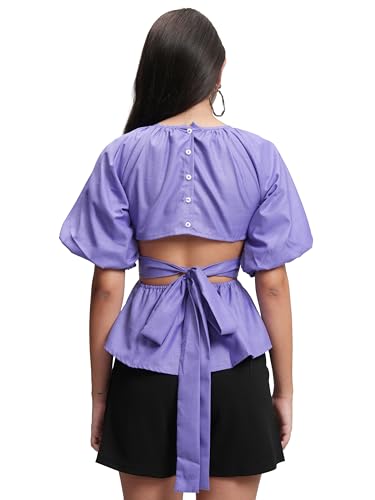 Image of Tokyo Talkies Women's Kimono Sleeve Cinched Waist Top | Back Cut-Out | Elegant & Trendy | Perfect for Casual & Semi-Formal Outings | Tops for Woman | Women Tops | Stylish Top