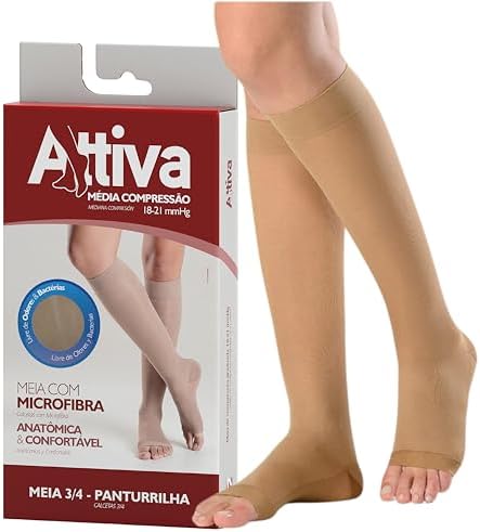 Meia de Compressão Feminina, Meia 3/4 Panturrilha Média Compressã...