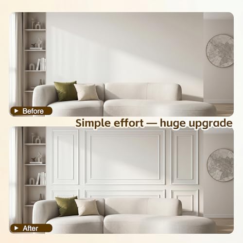 Image of 3 Frame Set Peel and Stick Wall Molding Kit,3D Premade Accent Molding, Easy Install Wall Wainscoting & Picture Frame Molding for Living Room, Bedroom, Home Decor(24 x 60in)