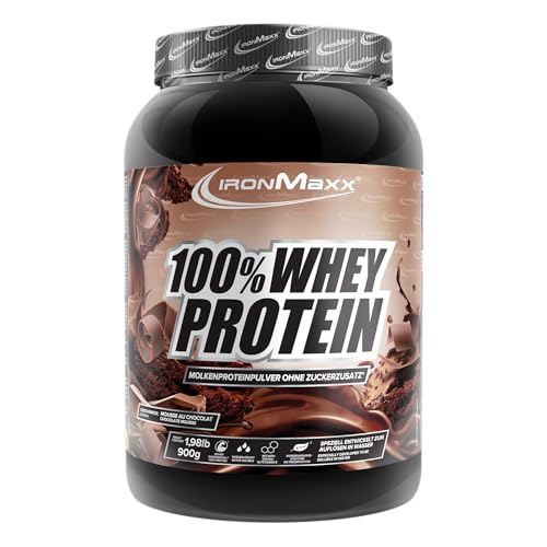 IronMaxx 100% Whey Protein Pulver 900g - Mousse au Chocolate | Cremiger Eiweißshake mit BCAAs & EAAs | High Protein, Low Carb & zuckerarm | Ideal für Muskelaufbau & Fitness