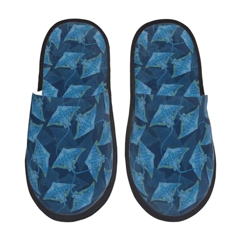Stingray Print House Slippers For Women And Men,Soft Slippers With Memory Foam,Non-Slip Indoor Home Shoes