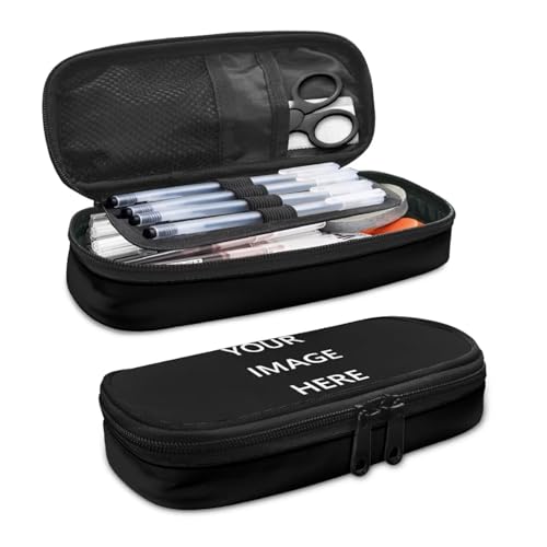 Image of Customized Pencil Case with Name Personalzied Pen Holder Pencil Bag Big Capacity Pen Box Stationery Organizer for Women Men Teen Girls Boys Back to School Gifts