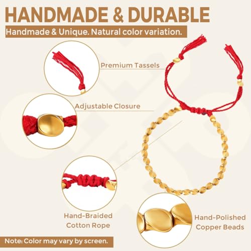 Pulsera trenzada de cuentas de cobre tibetano ajustable miniatura 4