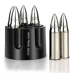 Whiskey Bullets Zilver Reusable whisky stones shaped like bullets Ice Cubes