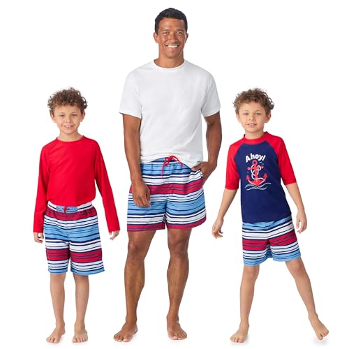 Image of Saint Eve Mens Swim Trunks 6 Inch Inseam Quick Dry Beach Shorts with Mesh Liner Dad and Me Matching
