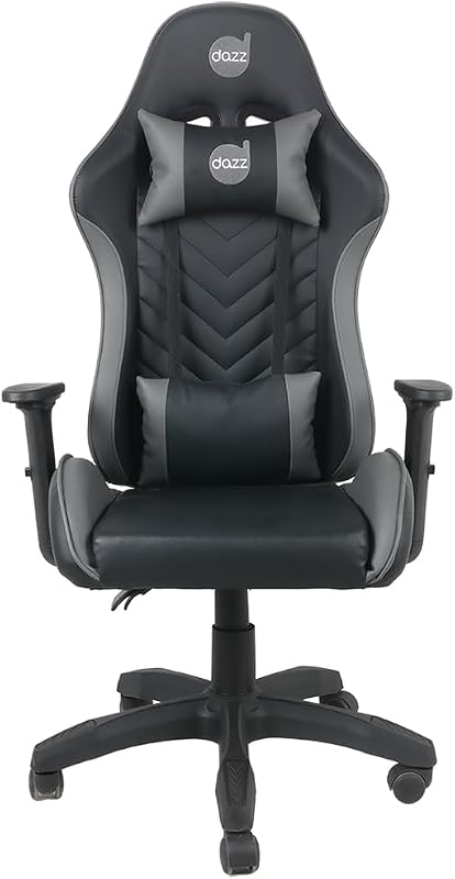 Cadeira Gamer Elite Pro Dazz – Reclinável 130°, Couro PU, Pistão Classe 4, Suporta 140 kg, Braços 1D, Almofadas Lombar e Pescoço, Base Nylon 50 mm – Preto e Cinza
