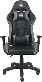 Cadeira Gamer Elite Pro Dazz – Reclinável 130°, Couro PU, Pistão Classe 4, Suporta 140 kg, Braços 1D, Almofadas Lombar e Pescoço, Base Nylon 50 mm – Preto e Cinza