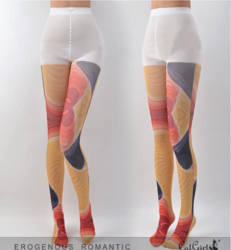 Image of Sahabowi Women Tights, Sheer High Waist Pantyhose, Vintage Control Top Stockings, Siwa opaque print1
