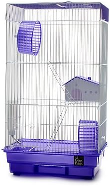Blue Ribbon 3-Level Small Animal Cage, 14.3-Inch by 11.3-Inch by 25-Inch, White/Purple