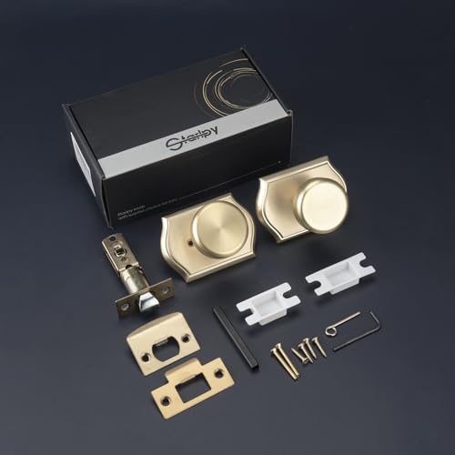 STARPY Interior Pismo Doorknobs for Hall, Gold Door Knobs with Camelot Trim, Satin Brass Door Knob with Lock by STARPY - Image 5