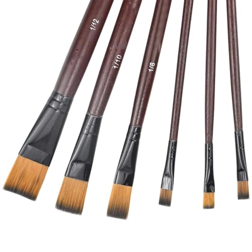 Image of Flat Paint Brush Set – Face Paint Brushes, Oil & Acrylic Painting Brushes for Artists & Beginners – Soft Bristles & Ergonomic Wooden Handles