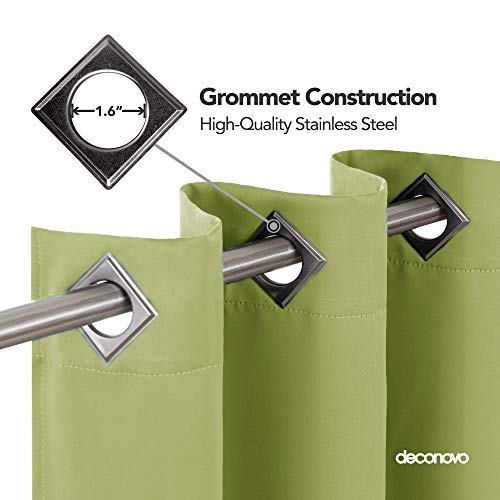 Image of Deconovo Decorative Room Darkening Panels Thermal Blackout Grommet Insulated Curtains for Study, 52x95 Inch, Nile Green