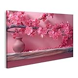 islandburner Bild auf Leinwand Blickfangende Keramikvase, robust und auffällig, thront auf Holzregal Wohnzimmer Keramikgeschäft Wandbilder Bilder