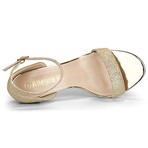 Allegra K Allegra K Women's Glitter Ankle Strap Stiletto Heel Sandals 10 Champagne Gold