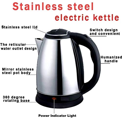 Image of 2 Liter 1500 Watt Electric Water Kettle 2 Liter Hot Water Boiler Water Heater Jug Tea Maker Auto Power Cut used for boiling Water, making tea and coffee, instant noodles, soup etc (1Pcs)