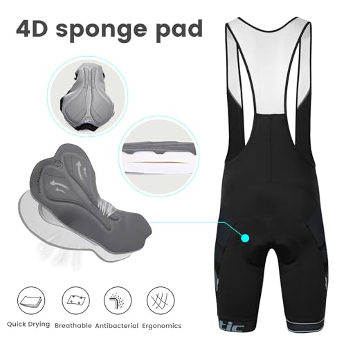 Santic Conjunto masculino de jérsei de ciclismo com short acolchoado 4D de manga curta secagem rápid
