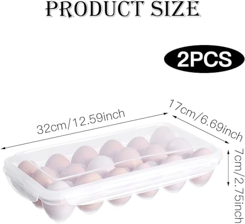 Uzepie 2 Pack egg Storage Container for Fridge, Clear Airtight Box with Lids, Kitchen Organizer Keeps Eggs Fresh - Image 2