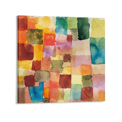 WAONZZAI Póster de exposición de Paul Klee sin título de 1914, decoración del hogar, lienzo impreso, marco; 50 x 50 cm
