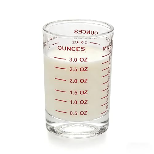 BCnmviku Messbecher Shotglas mit Skala, Messbecher klein 90ml Espresso Schnapsgläser Cocktail Shot Glas für Flüssigkeiten/TrockenstoffeSchnapsgläser Gina Shot (Rot)