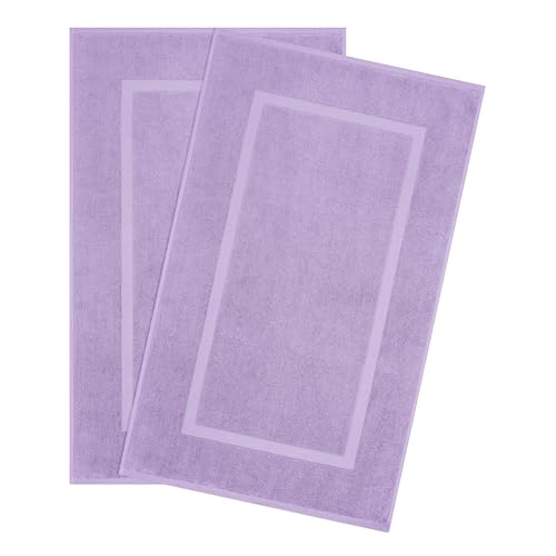 Image of Cotton Paradise 100% Cotton Turkish Bathmat Set, Soft Absorbent Quick Dry, 2 Piece 20x34 Bathmat Floor Set, Lilac