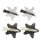 4PCS Black White Polka Dot Star Hairpin, No Crease Hair Clips - Seamless Duckbill Barrettes for Women Girls Bangs Styling Accessories