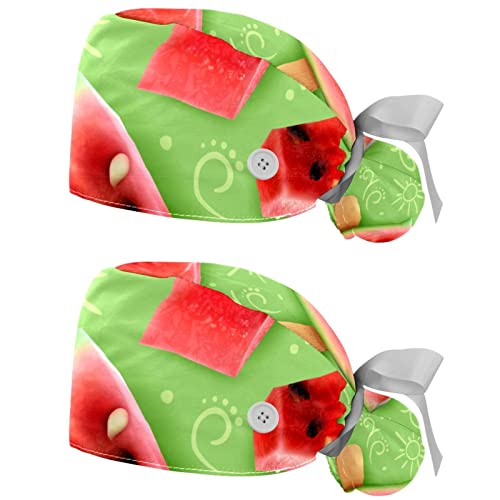 Casquette de travail respirante JDEZ chapeau de travail motifs pastèque pour homme femme