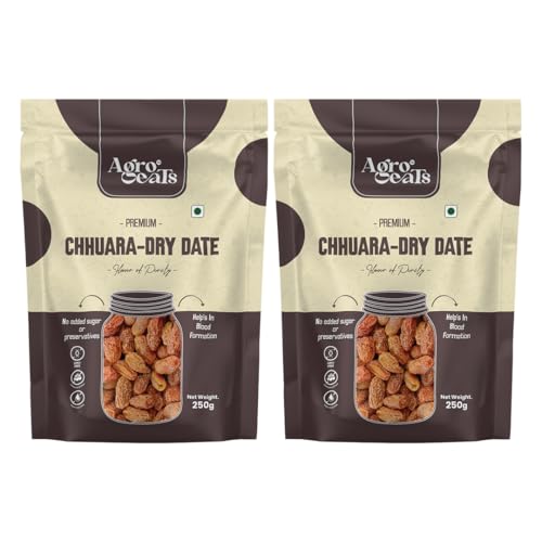Image of AGROEATS DRY DATE CHHUARA - 250g Pack | Sukha Khajur | Kharek | Dry Fruit | Healthy & Nutritious Snack | Rich in Fiber & Energy | Pack of 2