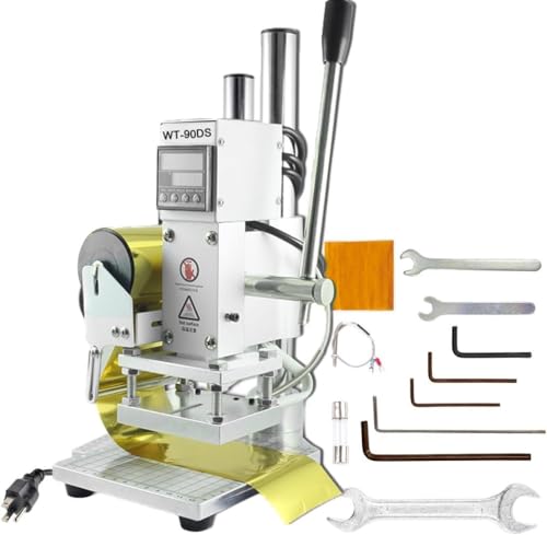Máquina de troquelado de láminas calientes de 10 x 13 cm, máquina de estampado en caliente, 300 W, con escala, deslizador de posicionamiento, pantalla LCD, impresión bronceadora de cuero, máquina