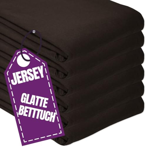 Jersey Glatte Bettlaken 70 x 200 cm ohne Gummizug Braun - Elastische, einfarbige Baumwolle Haustuch - Klassische Hotel Bettücher ohne Spanngummi Laken