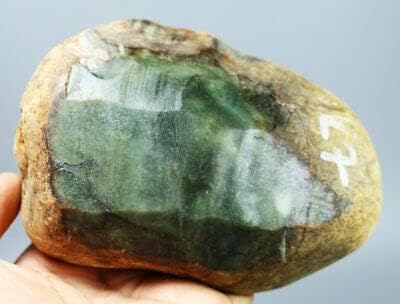 Miniatura 2 de Natural Luster Natural Jadeíta Boulder - Corte crudo en bruto Forma Natural Tyte Jade Espécimen 2.1lb Colecciones para el hogar