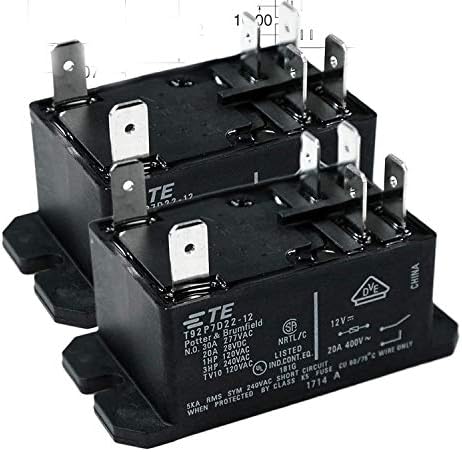 TE CONNECTIVITY/Potter & BRUMFIELD T92P7D22-12 Power Relay, 12VDC, 30A, DPST-NO, Flange (Pack of 2)