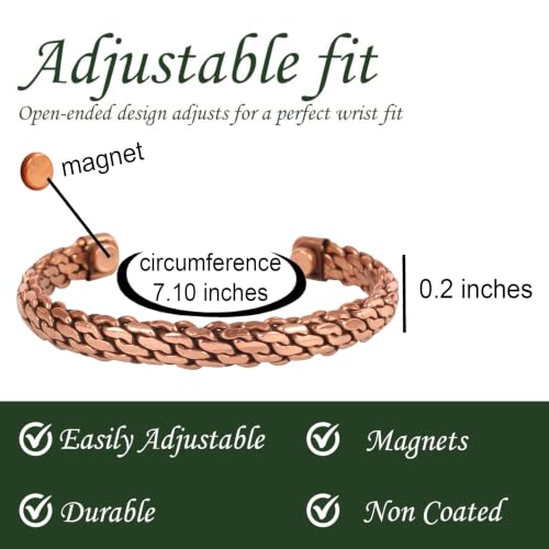 Image of Touchstone Copper bracelet Tibetan style. Hand forged with solid and high gauge pure copper. Elegant weave pattern.