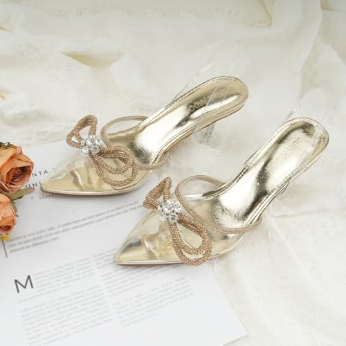 JENN ARDOR Slingback Heels for Women Low Heels Dress Shoes Bow Kitten Pumps Rhinestone Dressy Heeled Sandals2