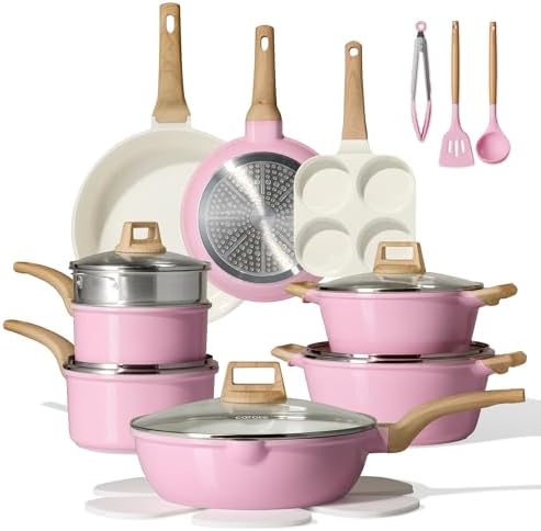 CAROTE 21 PCS Ceramic Cookware Set, Pots and Pans Set Non Stick, ...